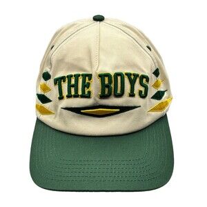 Barstool Sports Bussin With The Boys Snapback Hat Cream Green Yellow Diamond